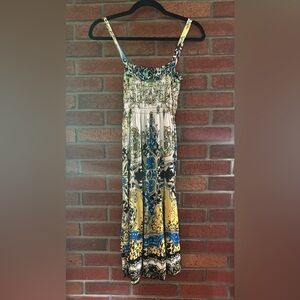 Elegant Blue and Yellow Maxi Dress